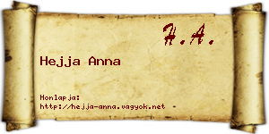 Hejja Anna névjegykártya